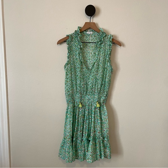 Poupette St Barth Triny Mini Green Floral Dress Large - Picture 4 of 12